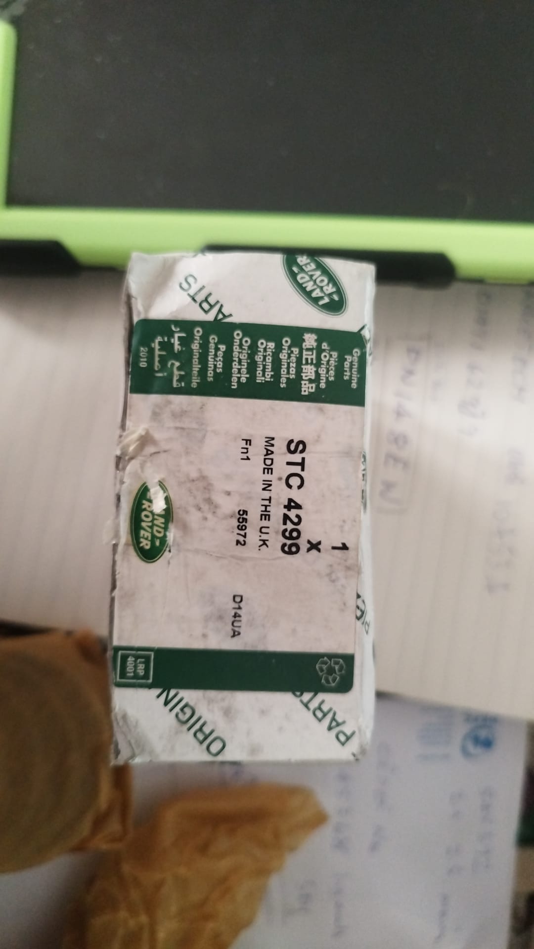 Land Rover STC 4299 main bearing set genuine parts label